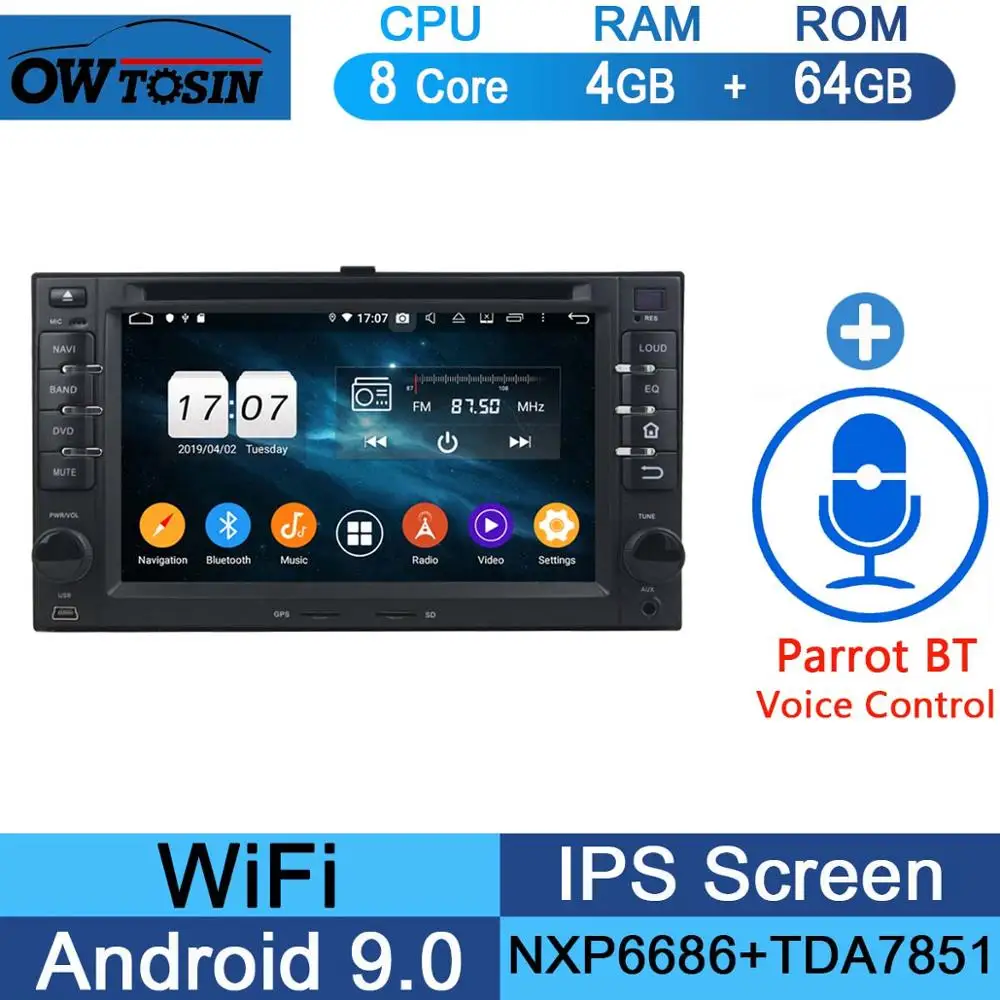 " ips 8Core 4G+ 64G Android 9,0 Автомобильный DVD Радио gps Navi для Kia CEED Cerato Carens Carnival Lotze Morning Rio Optima DSP CarPlay - Цвет: 64G Parrot BT