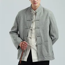Шанхай история Мужская китайская туника костюм Топ Мужской Стенд воротник куртка костюм Чжуншань смесь шерстяной Китайский традиционный Топ 3 цвета