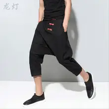 Большие размеры мужские брюки Новые льняные свободные повседневные в китайском стиле однотонное цветные мужские брюки/один размер