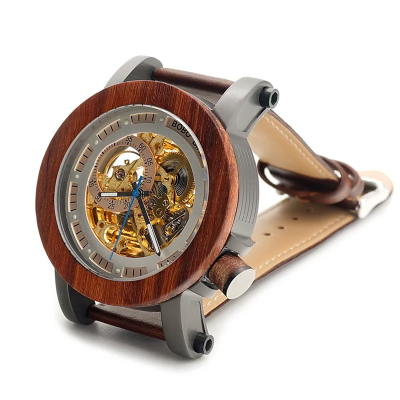 BOBO BIRD деревянные часы мужские полуавтоматические водонепроницаемые механические наручные часы мужские s forsining в подарочной деревянной коробке
