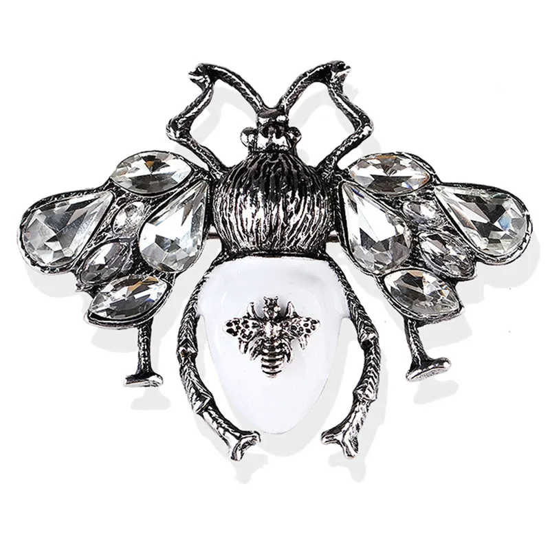 Bee Silver Color Brooches for Women Men Vintage Enamel Wedding Scarf Animal Insect Brooch Pins and Badges Jewelry