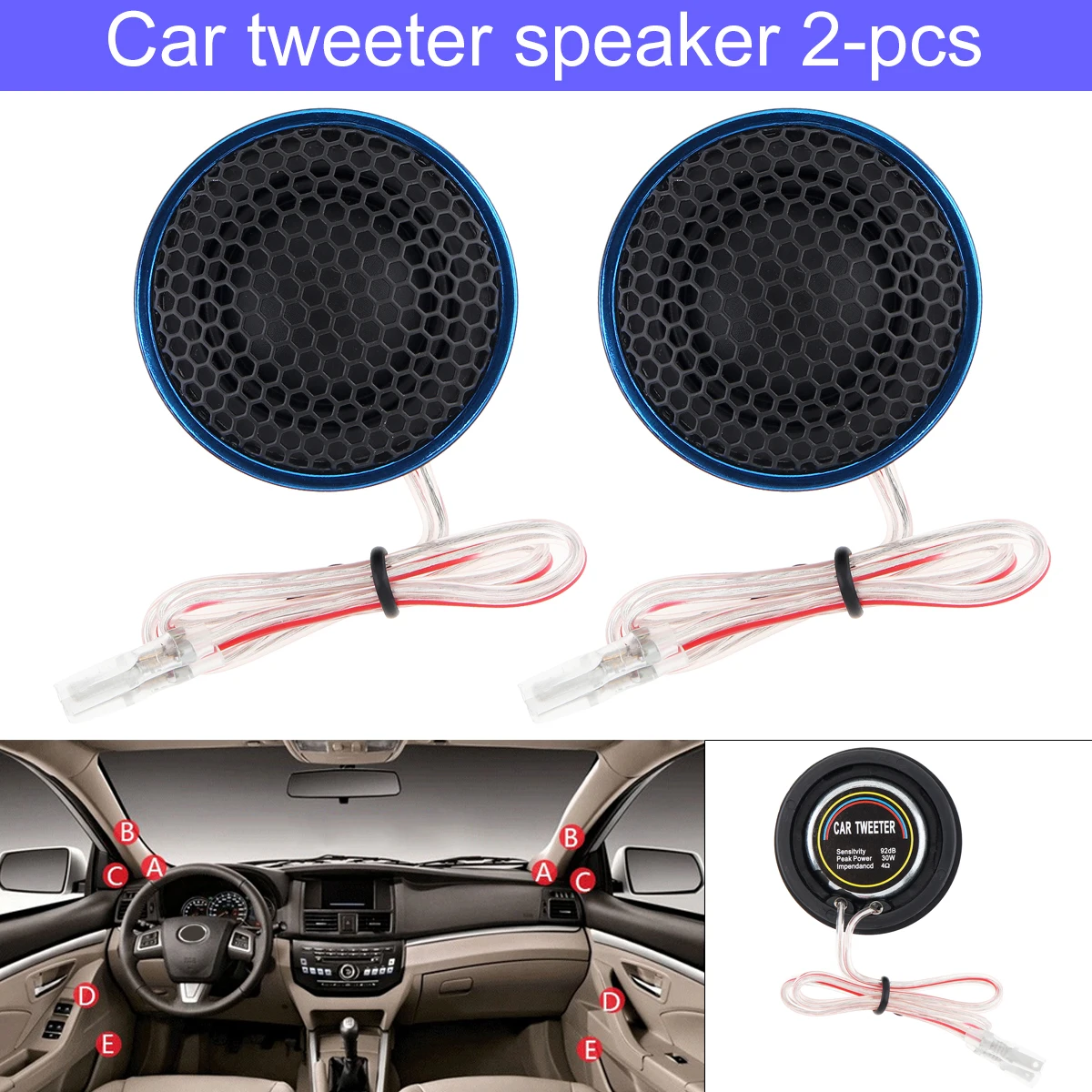 

2pcs 1.5 Inch 180W Car Tweeter Speaker T-255L High Efficiency Mini Dome Tweeter Speakers for Car Audio System for cars Auto