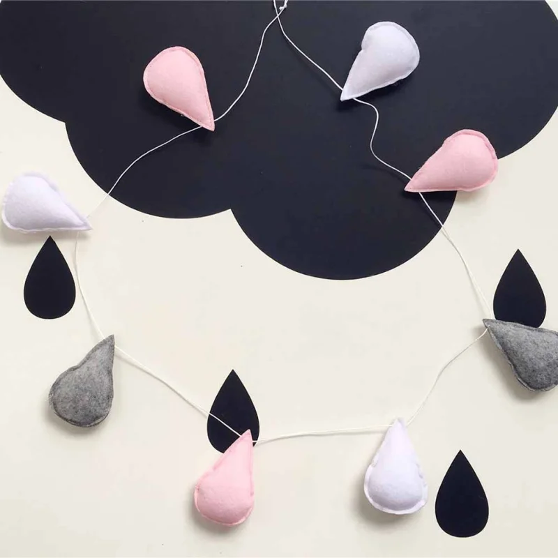 

Nordic Cloud Garland Planet Stars Cloud Raindrop Hanging Toys Baby Rattles Mobiles Wood Hanging Kids Room Decoration