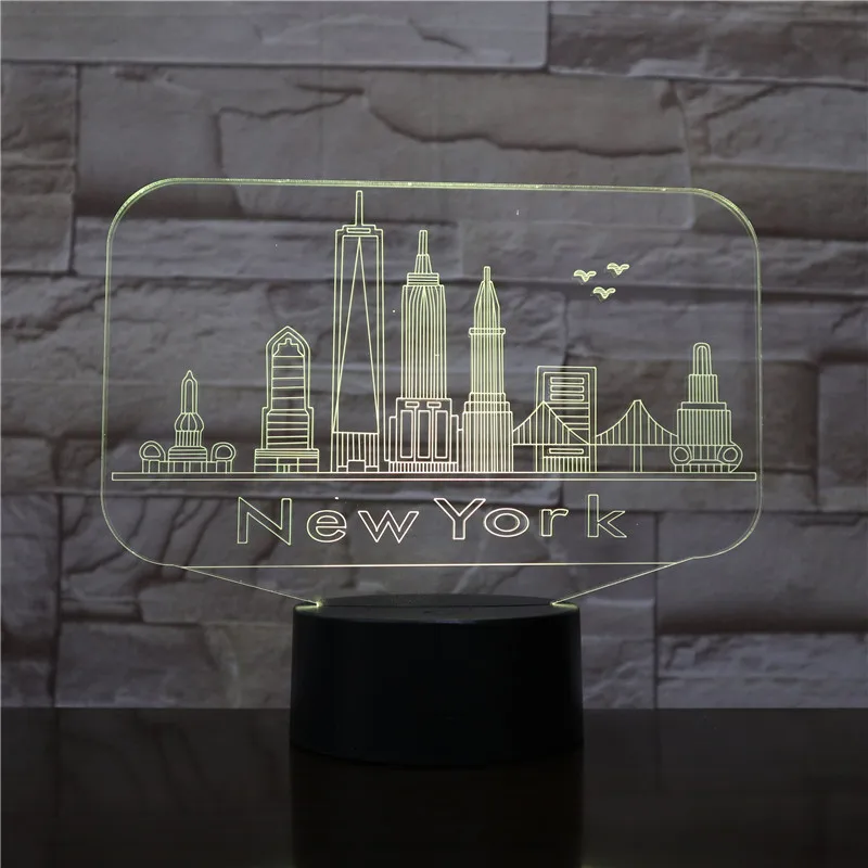 

Usb 3d Led Night Light City New York Atmosphere Lamp Decoration RGB Kids Baby Gift Famous Buildings Table Lamp Bedside neon