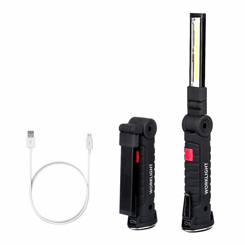 

Portable COB LED Flashlight Work Lamp USB Rechargeable Built in Battery Lanterna with Magnet Hanging Hook For Outdoor Camping