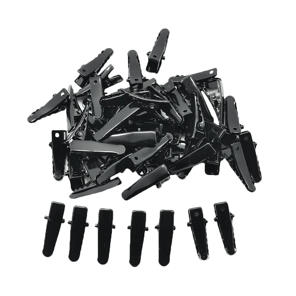 50pcs Mini Black Metal Single Prong Hair Clips Alligator Barrette Findings DIY Women Baby Hair Accessories Kids Hair Bows