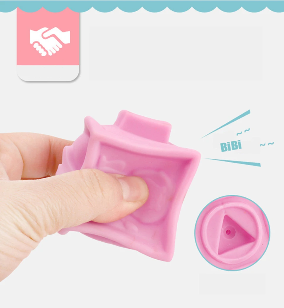 Мягкие резиновые 3D сенсорные строительные блоки, погремушки для детей, мобильный Прорезыватель для зубов, Игрушки для ванны, детские игрушки для новорожденных