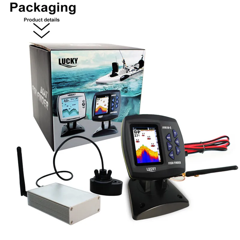 Lucky Sonar Sensor FishFinder FF918-CWLS 980feet Wireless Operating Range Finder Fish Boat Fishing Carp Echo Sounder Lure Finder (13)