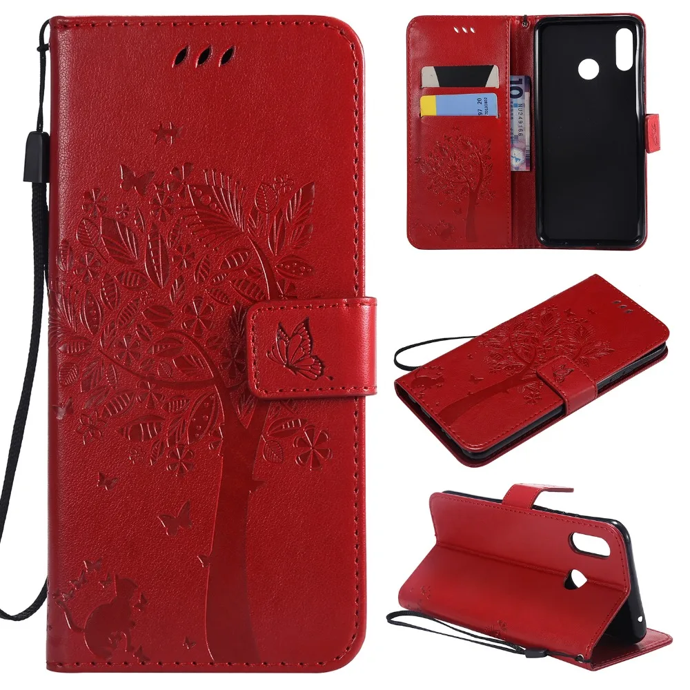 

PU Leather Cover Phone Case For Huawei Nova 3i 3 i Nova 3 Nova3i Case 6.3" 3D Cat Tree Embossed Flip Cover Wallet Case