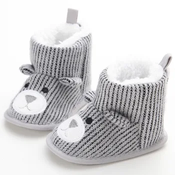 

Toddler Winter Warm Boots Newborn Baby Crib Snow Knitting Cute Cartoon Bear Boots