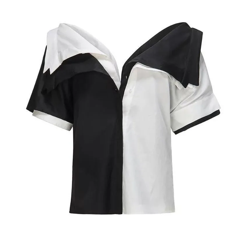 LANMREM 2020 New Fashion Summer Big V Collar Loose