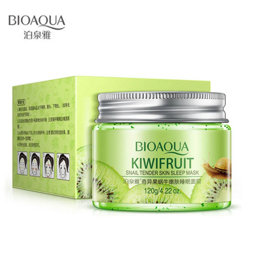 Bioaqua ночная маска. BIOAQUA Kiwifruit Snail tender Skin Sleep Mask. Ночная маска для лица BIOAQUA"Kiwifruit Snail tender Sleep Mask"120g.. Маска для лица BIOAQUA С экстрактом киви и улитки, 120 мл. Ночная маска киви БИОАКВА.