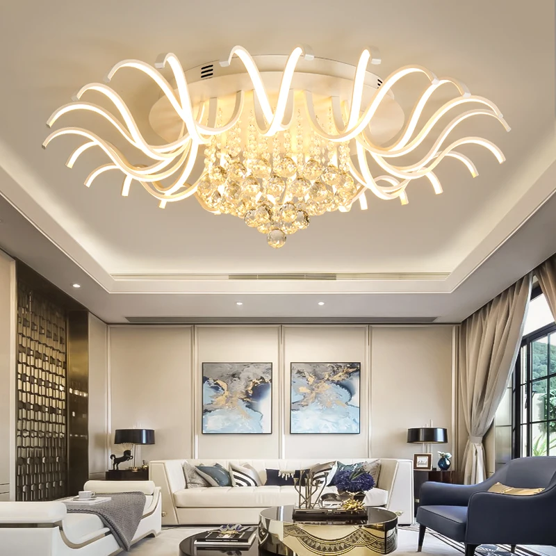 

White Ceiling Chandelier Lighting LED lamp for Living Dining Room Crystal Chandelier Lighting Fixtures Lustre Home Ceiling Lamp