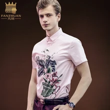 FANZHUAN/брендовая одежда г. Новая Летняя мужская рубашка дизайнерская брендовая рубашка с короткими рукавами с цветочным принтом в гавайском стиле