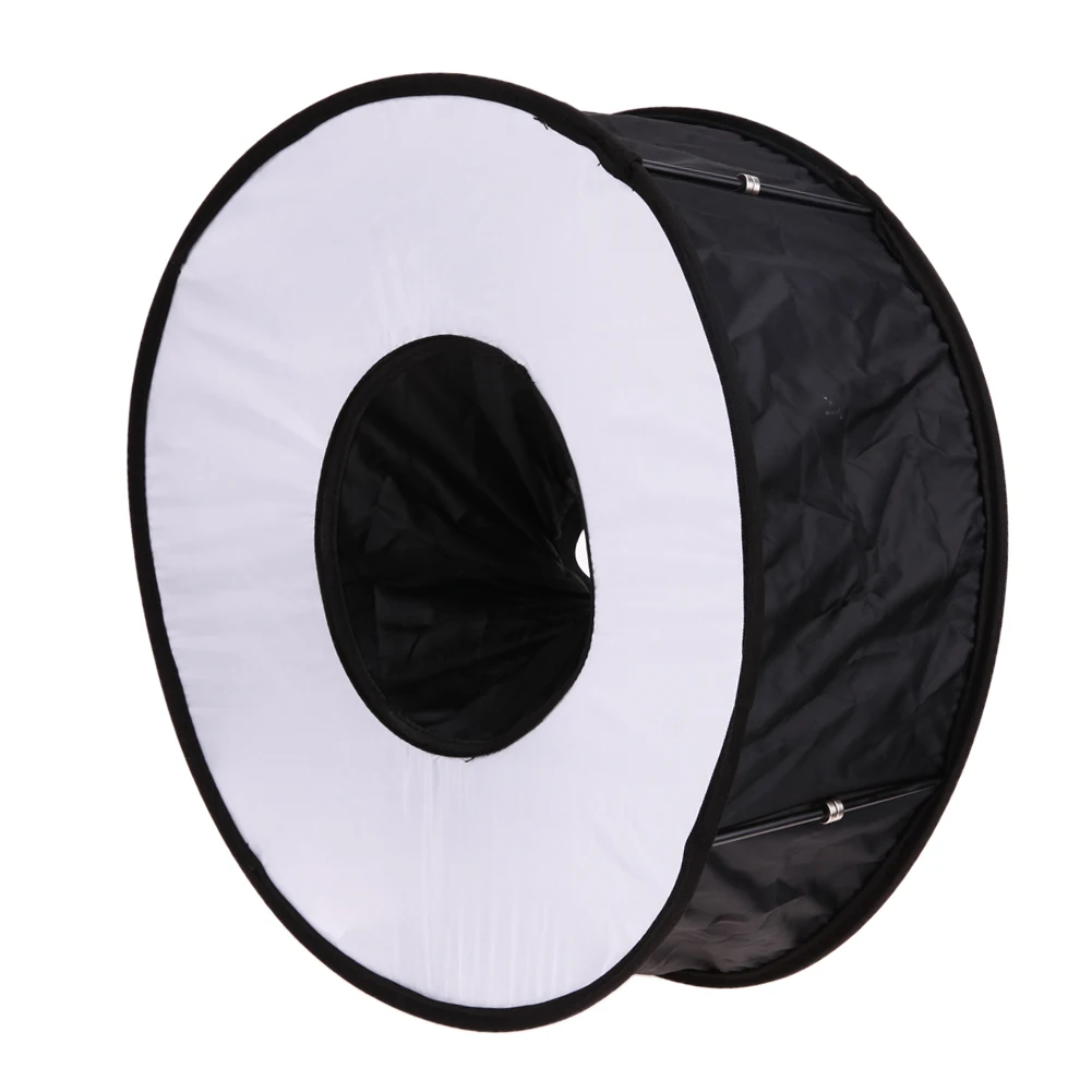 Photography 45cm Foldable Ring Speedlite Flash Diffuser Macro Shoot Round Softbox for Canon