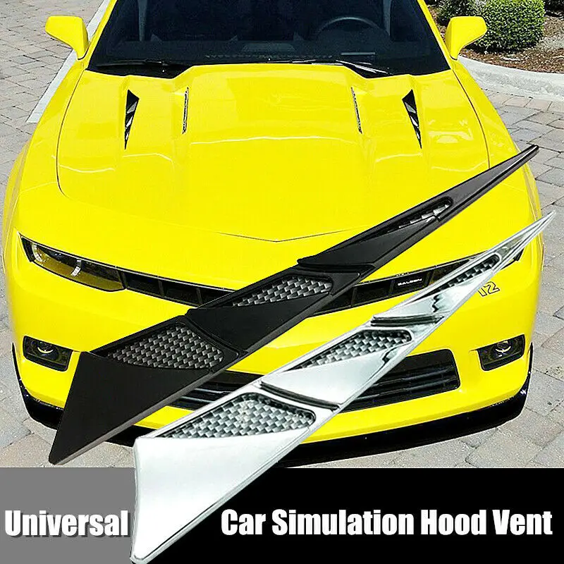 

Pair ABS Universal Car Simulation Hood Vent Decor Sporty Side Air Flow Sticker