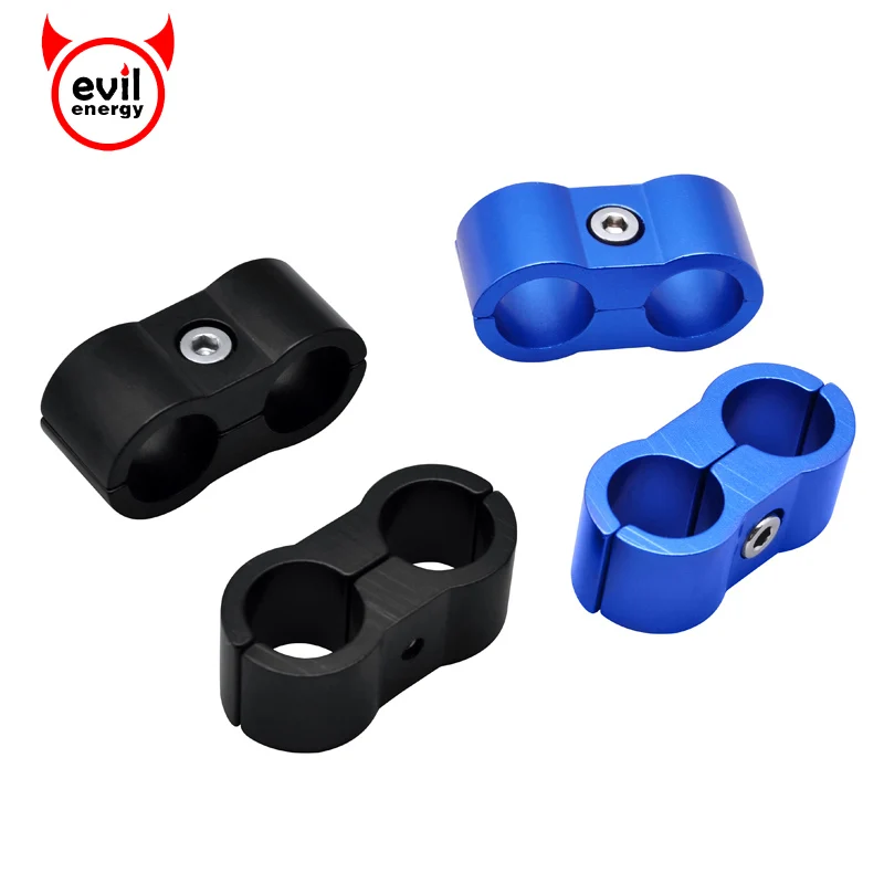 

evil energy 2Pcs AN4 Oil Fuel Water Hose Turbo Aluminum Anodized Braided Hose Separator Clamp Fitting Adapter Blue Black