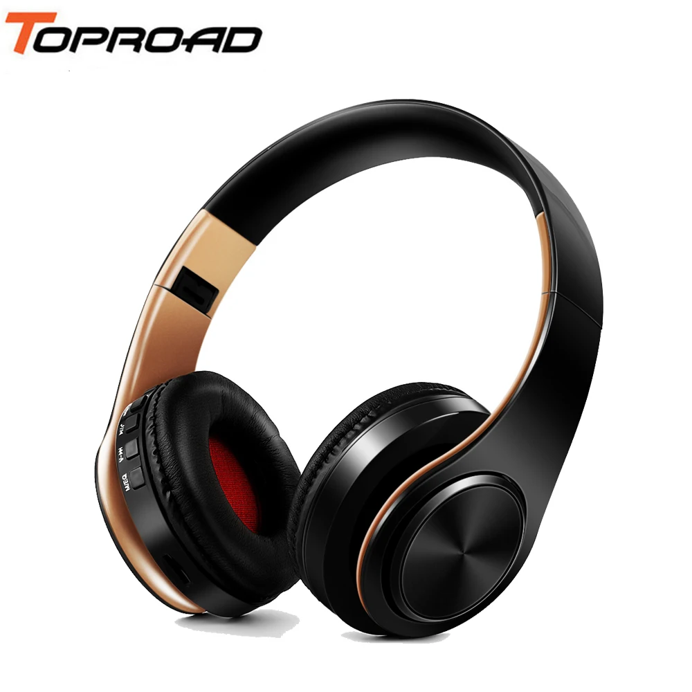 TOPROAD Беспроводной наушники стерео Bluetooth гарнитура складные с микрофоном FM TF для