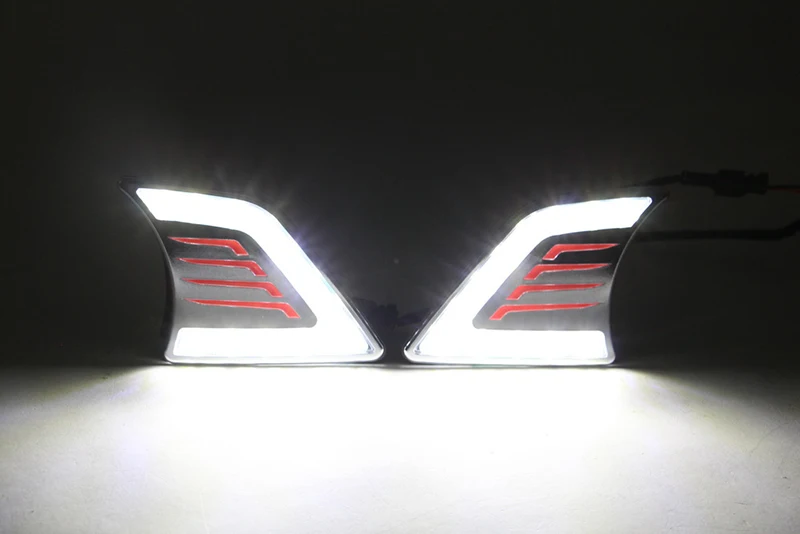 Автомобильная проблесковая 1 пара светодиодный DRL Дневной светильник Противотуманные фары для Toyota Hilux Vigo 2012 2013 автомобиля 12V Автоматический запуск светильник s