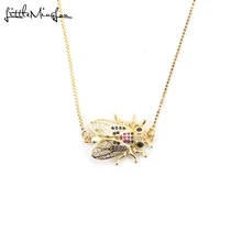 Brand new Luxury paving Cubic zirconia Insects Beatle Pendant Necklace copper chain necklace women Necklaces for women Jewelry hot copper jewelry for women panther head necklace aaa cubic zirconia enamel leopard animal long pendant rose gold luxury brand
