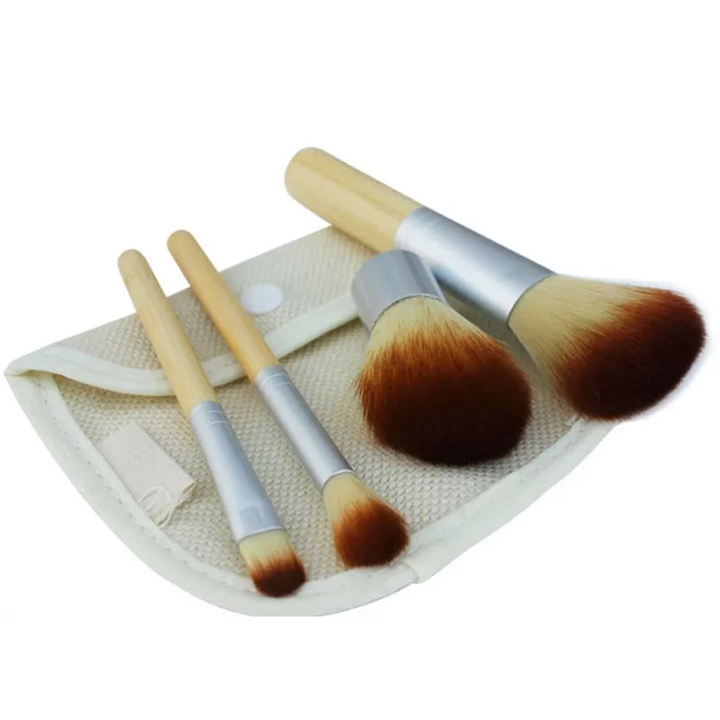 4pcs set Natural Bamboo Kabuki Makeup Brushes Set Powder Blush Brushes Handle font b Cosmetics b