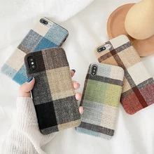 

VZD Simple plaid flannel for iphone8/7plus mobile phone case for Xs/MAX/Xr soft couple X/7/8 anti-drop for iphone6S/6PLUS