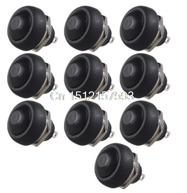 

10Pcs Black Mini Round Switch 12mm Waterproof Momentary Push button Switch Sales