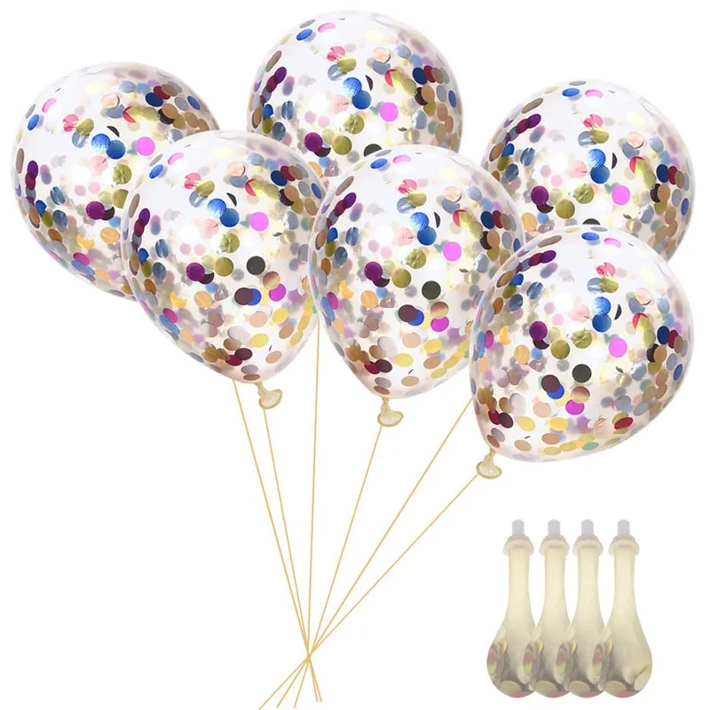 15pcs/lot Confetti Balloons 12'' Round Latex Party Balloons Filled with Glitter Confetti for