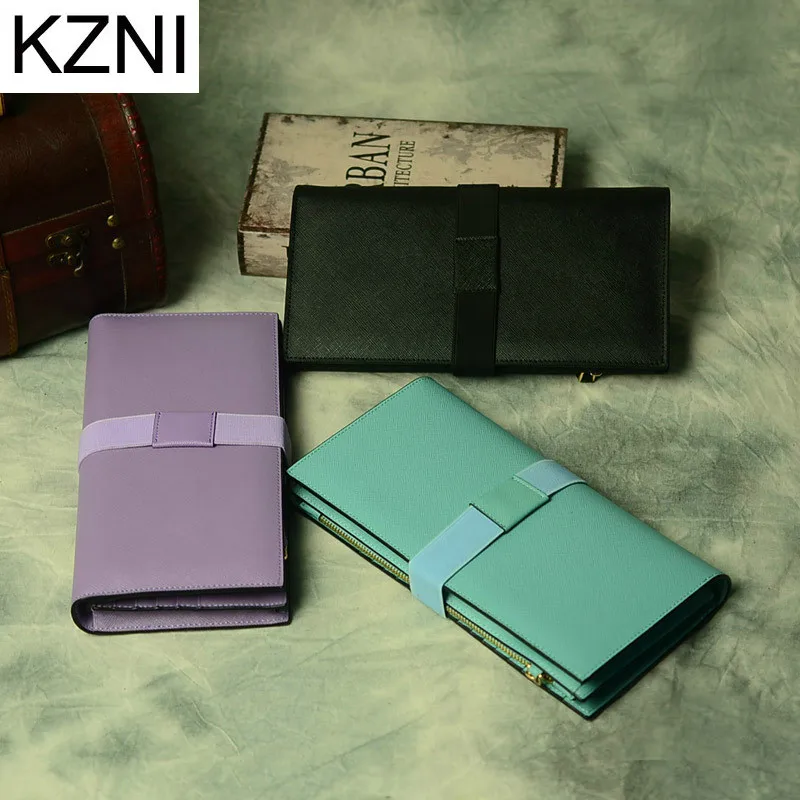 

KZNI Wallet Female Designer Women Purses Genuine Leather Purse Portefeuille Femme Billeteras Para Mujer
