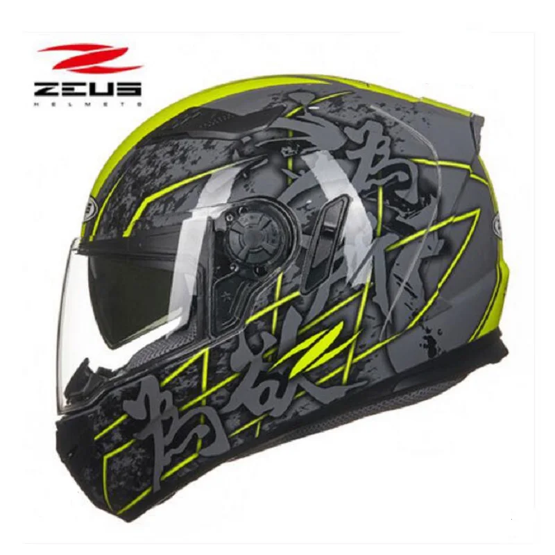 

2019 New ZEUS Double Lens Fully covered Motorcycle Helmet Full Face Motorbike helmets mad of ABS with PC Visor Lens 6 colors