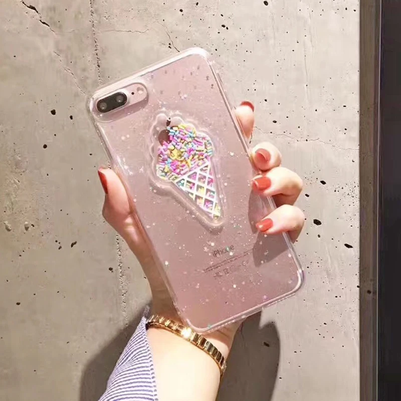 3D Dynamic Ice Cream Phone Case For iphone X Case Fashion Glitter Bling Back Cover Lovely Cartoon Cases For iphone X 10 Capa (8)