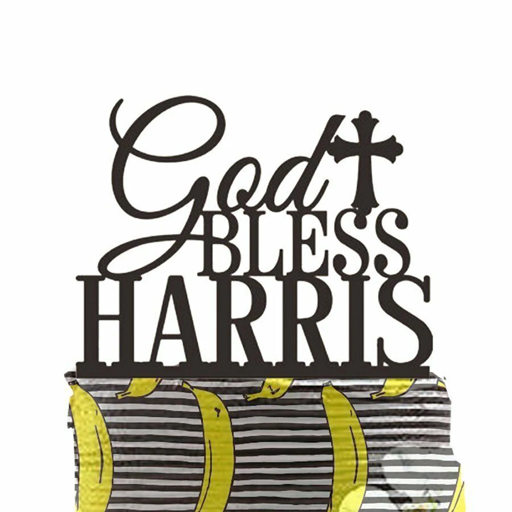 Custom name God Bless Cake Topper, Acrylic Christening First Holy Communion Cake topper,Baby shower Baptism Decor Cake Topper