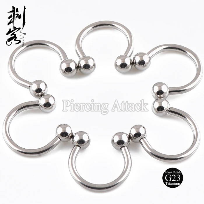 

Highly Polished G23 Titanium Body Piercing 16 Gauge Titanium Ball Horseshoe Circular