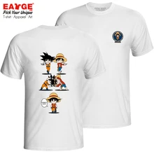 Monkey Goku And Monkey Luffy T-shirt Double Sided Crossover Rock Style Pop T Shirt Novelty Brand Anime Women Men Cotton Top stylish monkey king printed t shirt and pencil pants twinset for women