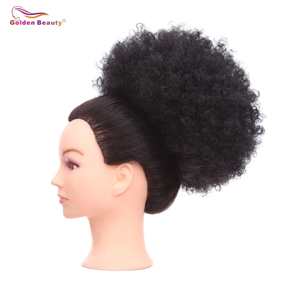 Golden Beauty 10inch Afro Puff Drawstring Ponytail Kinky Curly Synthetic Hair Updo Chignon Bun Hair Piece Extension Medium Size