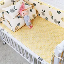 Промо-акция! 6 шт., детское постельное белье с аппликацией в виде ананаса для девочек(4 бампера+ простыня+ наволочка