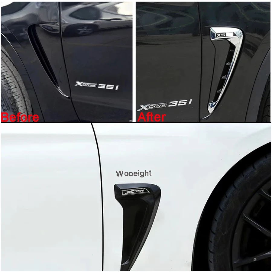 2Pcs Car Side Styling Air Flow Fender Trim Sticker Decoration ABS Intake Vent  Cover Fit For BMW X5 F15 2014-2018 Accessories (1)