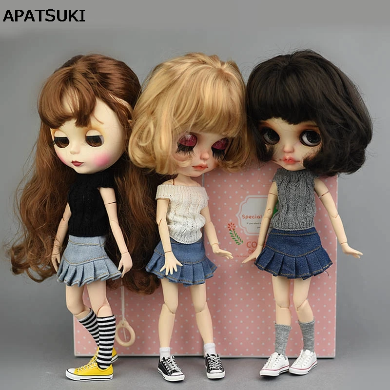Синяя джинсовая повседневная одежда Одежда для кукол Blythe детская игрушка