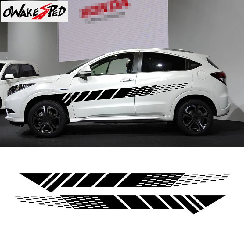 

For Honda Veze HYBRID Car Body Lattice Stripes Graphics Stickers Auto Both Side Door Customized Vinyl Decals Racing Styling