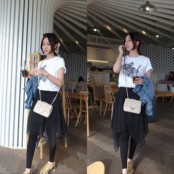 

Chiffon Skirt With Pants Black Flexible Cotton Long Pants Women's Leggings For Ballet Dancing Yoga Practice