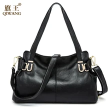 QIWANG Bolsa de Cuero Real de Las Mujeres de Lujo Bolsos de Diseño Femenino de Gran Bolsa Sobre El Hombro Bolsas de Mujer de Cuero Genuino