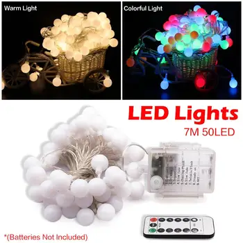 

8 lighting model 50led Fairy LED String Lights Christmas Round Ball Blubs Wedding Party Lamp with Remote Control