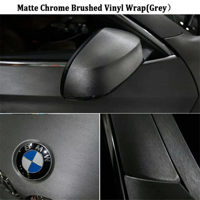 1 PC 20mx152cm GREY Chrome Brush Vinyl Car Wrap Silvery Vinyl Car Sticker FREE SHIPPING High