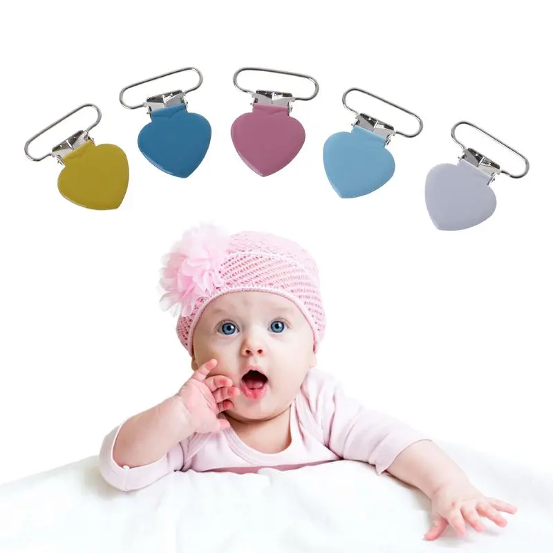 

10 Pcs/Set Pacifier Clip Heart Shape Braces Clips Metal Suspender Clamp Nipple Soother Holder Dummy Care Nursing