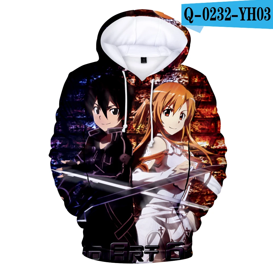 Толстовки с 3D принтом в стиле аниме «Sword Art Online» для мальчиков и девочек, толстовка с капюшоном и длинными рукавами для отдыха, модные толстовки с капюшоном Yong People - Цвет: 3D