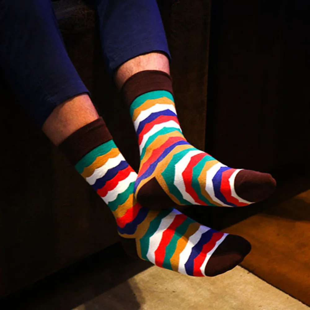 New Fashion Men Socks British Style Cotton Socks Creative Colorful
