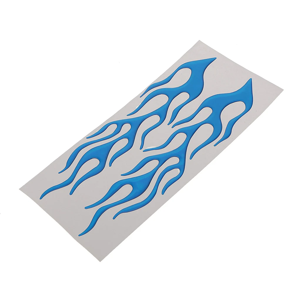 1 Pair 3D Blue Flame Pattern Sticker Decoration  Car/Motorcycle/Scooter Body/Dashboard Made By Crystal Epoxy 11.4 x 1.97 Inch