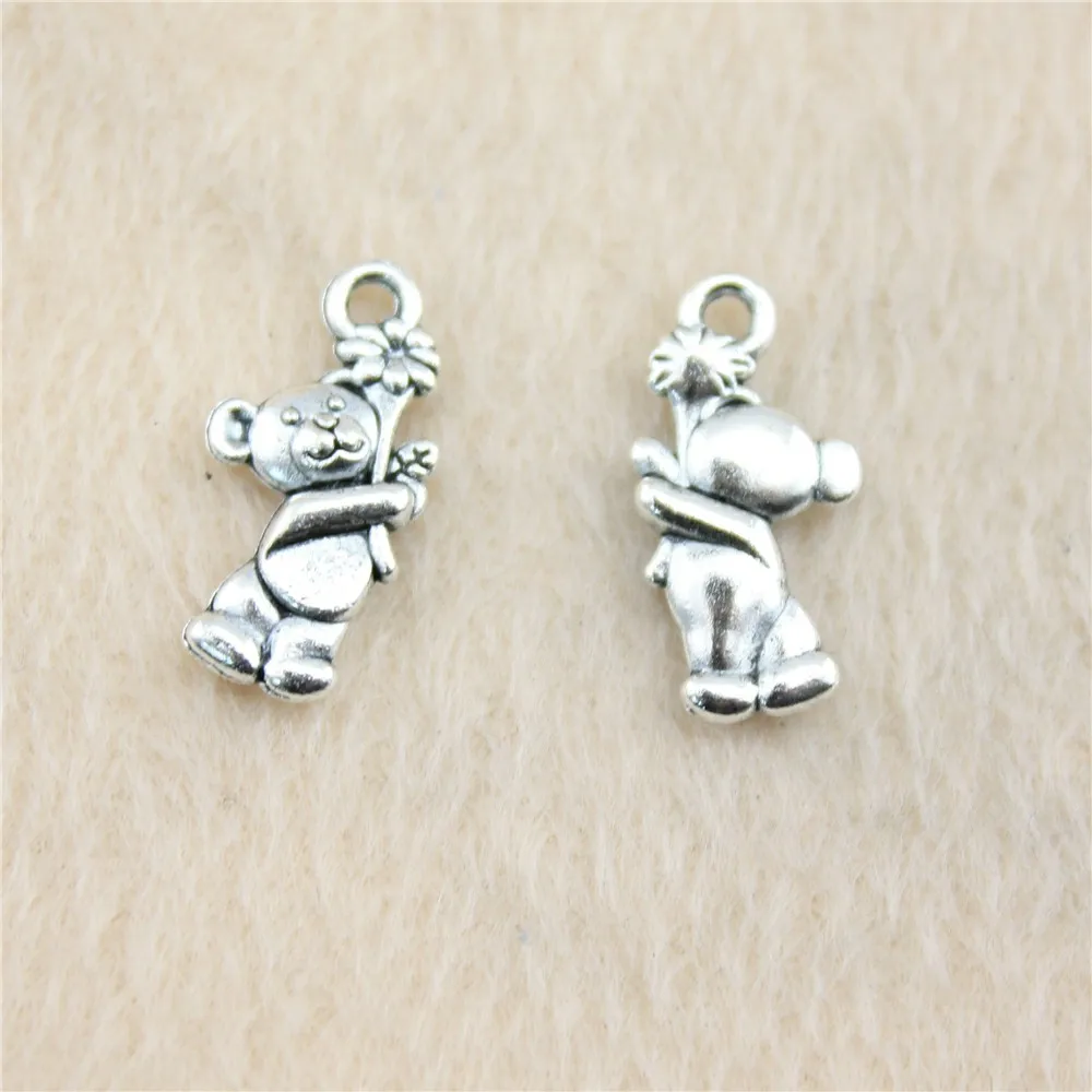 

89 шт./лот 19*9 мм старинный серебряный медведь Очаровательные Подвески DIY ювелирные изделия для браслета ожерелья серьги
