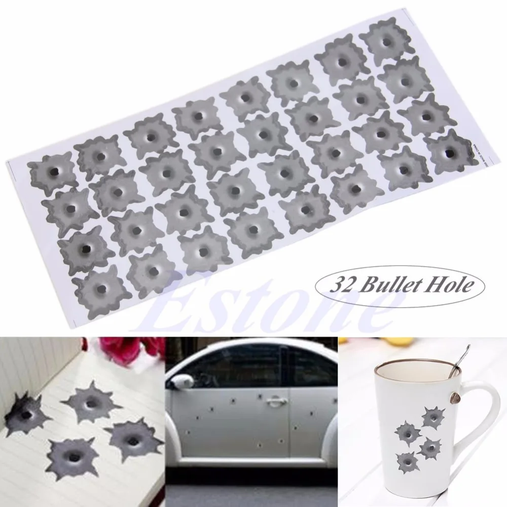 

B86" New Cool 32 Bullet Hole Car Helmet Motobike sticker Decals Cars Decoration