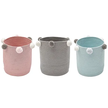 

Cotton Woven Clothes Storage Basket Kid Toys Stockpile Basket for Large Foldable Dirty Clothes Toys and Art Organizer Holder